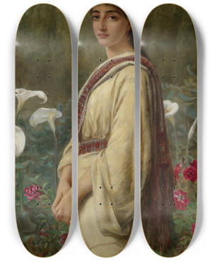 Triptych art skateboard deck of Edwin Long An Eastern Lily by Edwin Long (1829-1891)