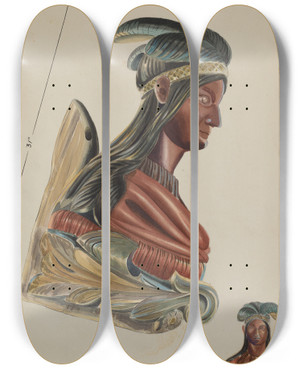 Triptych art skateboard deck of James Vail Figurehead by James Vail