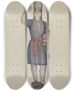 Triptych art skateboard deck of Michael Riccitelli Cigar Store Indian_1 by Michael Riccitelli