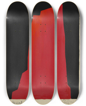 Triptych art skateboard deck of Karl Wiener Denkmal by Karl Wiener (1901-1949)