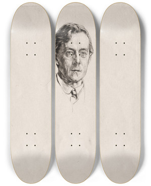 Triptych art skateboard deck of Francis Dodd Sir Laurence Binyon by Francis Dodd (1874-1949)