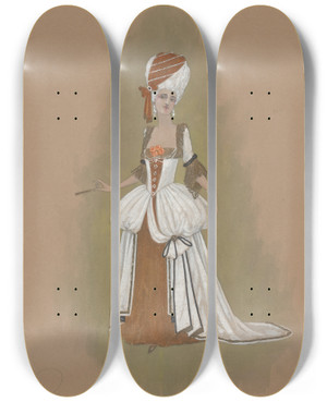 Triptych art skateboard deck of Will R Barnes 1 Queen Of The Burning Mountain by Will R Barnes (1939)