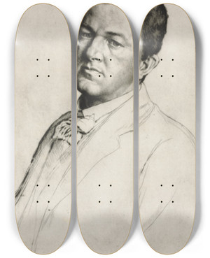 Triptych art skateboard deck of William Strang Sir Charles Holroyd by William Strang (1859-1921)