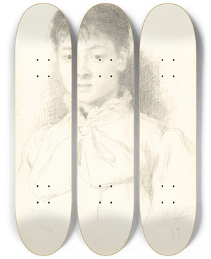 Triptych art skateboard deck of Victor Mikhailovich Vasnetsov M Yakunchikova by Victor Mikhailovich Vasnetsov (1848-1926)