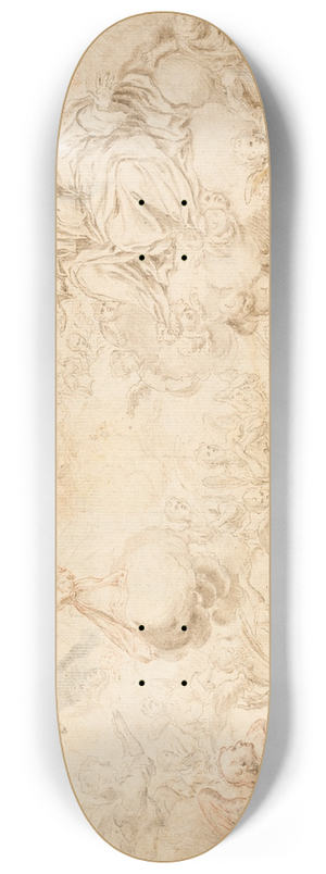 Alonso Cano - The Holy Infant Adoring the Trinity 8.25 inch art skate deck