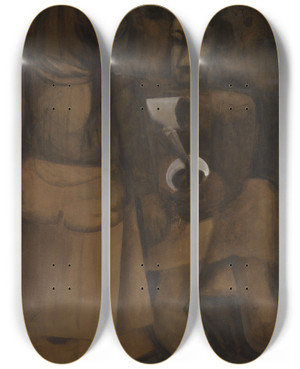 Triptych art skateboard deck of Constant Permeke Coffee Drinkers by Constant Permeke