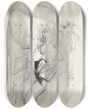 Triptych art skateboard deck of Carel Adolph Lion Cachet Studie_2 by Carel Adolph Lion Cachet (1864-1945)