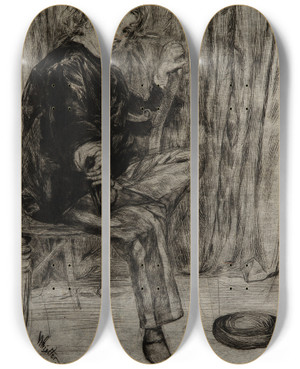 Triptych art skateboard deck of James Abbott Mcneill Whistler Arthur Haden_3 by James Abbott Mcneill Whistler (1834-1903)