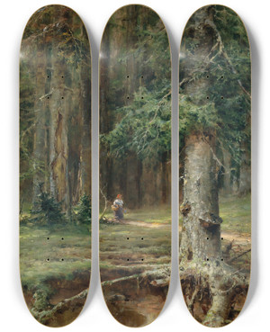 Triptych art skateboard deck of Julius Sergius Klever Rotkppchen by Julius Sergius Klever (1850-1924)