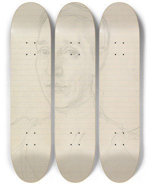 Triptych art skateboard deck of Jan Veth Portret Van Anna Dorothea Vethdirks_1 by Jan Veth (1864-1925)