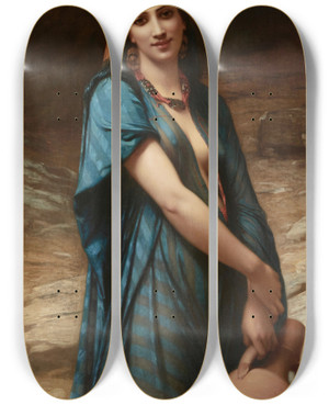 Triptych art skateboard deck of Charles Landelle Fetching Water by Charles Landelle (1821-1908)