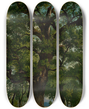 Triptych art skateboard deck of Emil Lugo Eiche by Emil Lugo (1840-1902)