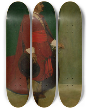 Triptych art skateboard deck of N C Wyeth A Cavalier by N C Wyeth (1882-1945)