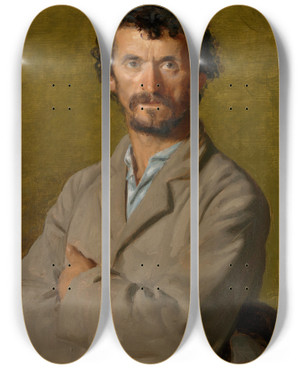 Triptych art skateboard deck of Carolusduran The Artists Gardener by Carolus Duran (1837-1917)