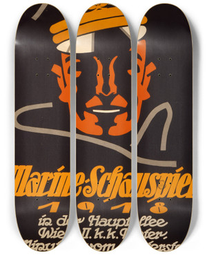 Triptych art skateboard deck of Franz Griessler Marineschauspiel 1918 Vollstndig Neues Programm by Franz Griessler (1897-1974)