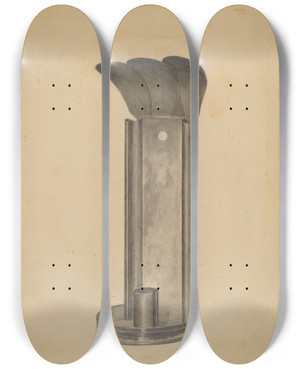 Triptych art skateboard deck of Alfred Farrell Sconce by Alfred Farrell