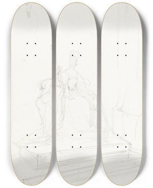 Triptych art skateboard deck of Sir George Hayter Study For Queen Victoria by Sir George Hayter (1792-1871)