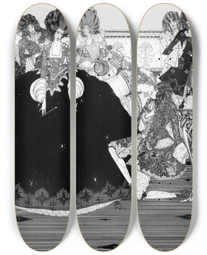 Triptych art skateboard deck of Harry Clarke He Takes The Gift With Reverence And Extends by Harry Clarke (1889-1931)
