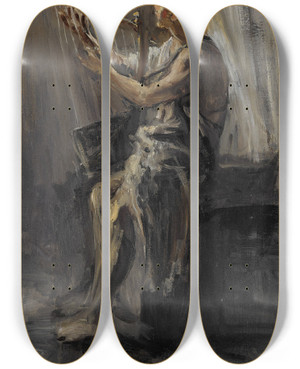 Triptych art skateboard deck of Jozef Israls David by Jozef Israels (1824-1911)