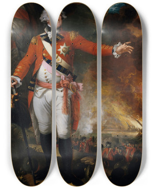 Triptych art skateboard deck of Mather Brown General George Eliott by Mather Brown (1761-1831)