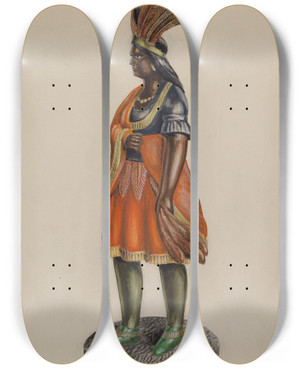 Triptych art skateboard deck of William Kerby Wooden Indian by William Kerby