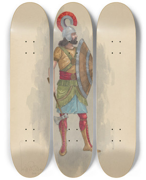 Triptych art skateboard deck of Will R Barnes 2 Babylonian Capt by Will R Barnes (1939)