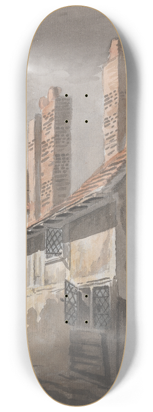 James Miller - View of a Building with Chimneys 8.25 inch art skate deck