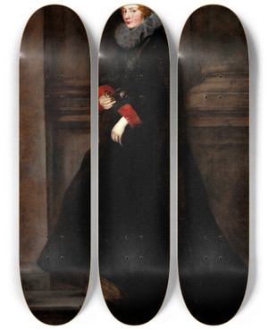 Triptych art skateboard deck of Anthony Van Dyck Marchesa Geronima Spinola by Anthony Van Dyck (1599-1641)