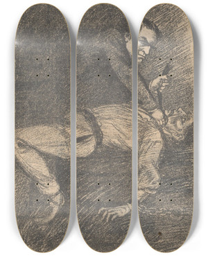 Triptych art skateboard deck of Albert Hahn Worgplaat by Albert Hahn (1877-1918)