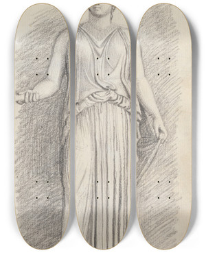 Triptych art skateboard deck of John Flaxman Minerva Palazzo Giustiniani Rome by John Flaxman (1755-1826)