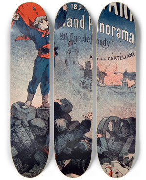 Triptych art skateboard deck of Charles Castellani La Commune De Paris by Charles Castellani (1838-1913)