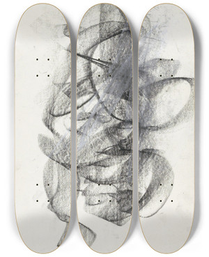 Triptych art skateboard deck of Carel Adolph Lion Cachet Studie_4 by Carel Adolph Lion Cachet (1864-1945)