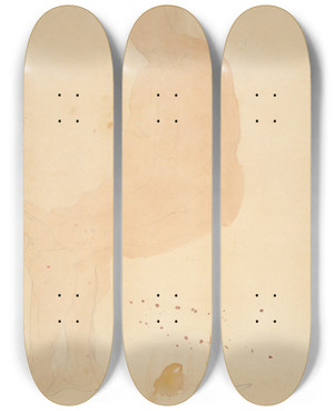 Triptych art skateboard deck of Auguste Rodin Lerepos by Auguste Rodin (1840-1917)