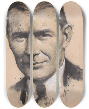 Triptych art skateboard deck of Samuel Johnson Woolf Lewis Williams Douglas by Samuel Johnson Woolf (1880-1948)