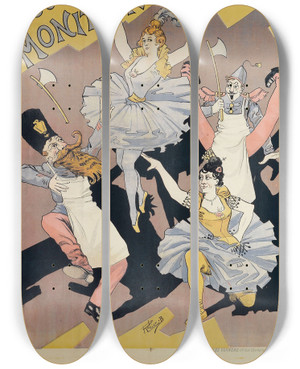 Triptych art skateboard deck of Benjamin Rabier Ambassadors Les Doardo Monition by Benjamin Rabier (1864-1939)