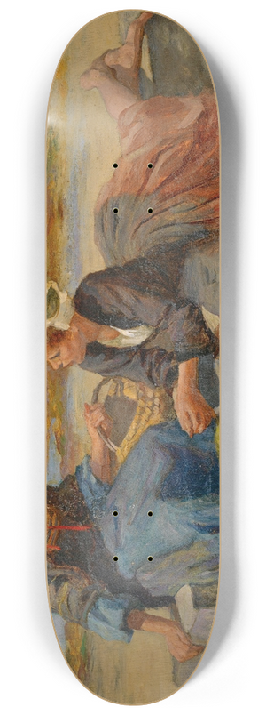 Aloysius O'Kelly - Breton Girls On a Beach 8.25 inch art skate deck