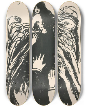 Triptych art skateboard deck of Edvard Munch The Hands_1 by Edvard Munch (1863-1944)