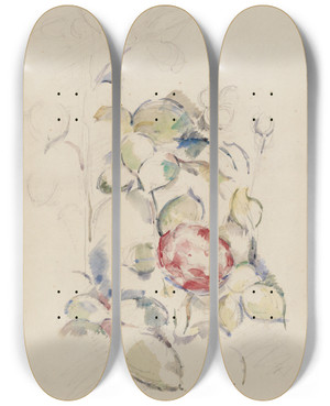 Triptych art skateboard deck of Paul Czanne Flowers by Paul Cezanne (1839-1906)