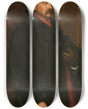 Triptych art skateboard deck of John Pettie Bret Harte by John Pettie (1839-1893)