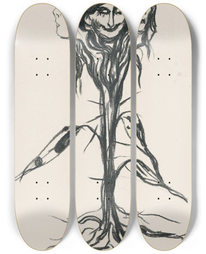 Triptych art skateboard deck of Edvard Munch Vignette Amaryllis by Edvard Munch (1863-1944)