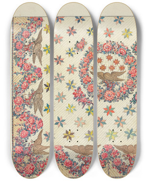 Triptych art skateboard deck of George Loughridge Texile by George Loughridge (20-)