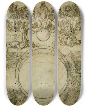 Triptych art skateboard deck of Hans Von Kulmbach The Last Judgement by Hans Von Kulmbach (1480-1522)