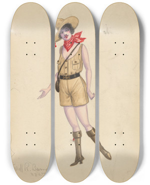 Triptych art skateboard deck of Will R Barnes Boy Scout by Will R Barnes (1939)