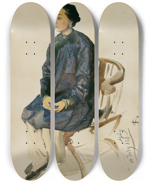 Triptych art skateboard deck of Joseph Selleny Chinesin by Joseph Selleny (1824-1875)