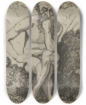 Triptych art skateboard deck of Victor Mller Saint Zebedee by Victor Muller (1829-1871)