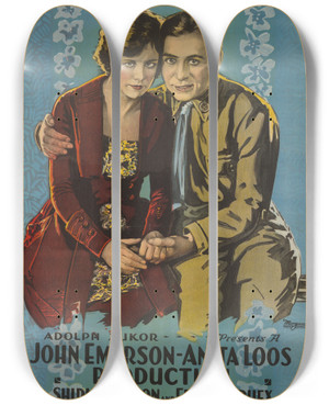 Triptych art skateboard deck of Morgan Litho Co Goodbye Bill by Morgan Litho Co (19-20-)