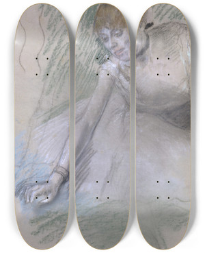 Triptych art skateboard deck of Edgar Degas Dancer_1 by Edgar Degas (1834-1917)