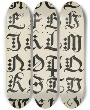 Triptych art skateboard deck of Frank Chouteau Brown German Gothic Capitals 5 by Frank Chouteau Brown (1876-1947)