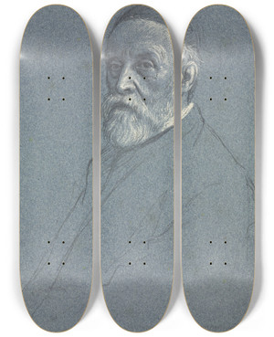 Triptych art skateboard deck of Alphonse Legros George Frederick Watts Ra by Alphonse Legros (1837-1911)