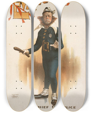 Triptych art skateboard deck of Strobridge Co Lith Rices Beautiful Evangeline_4 by Strobridge Co Lith (1847)